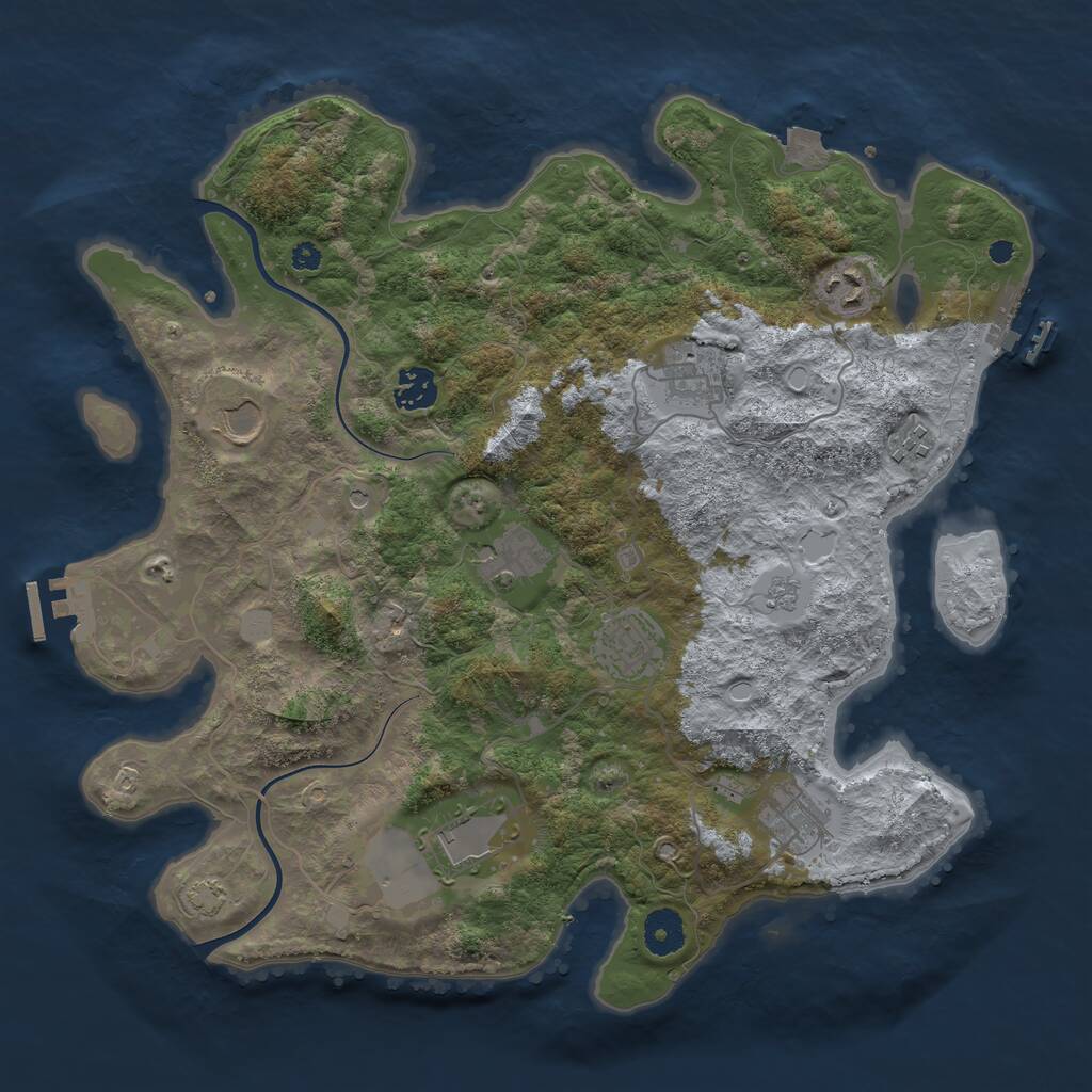 Rust Map: Procedural Map, Size: 3700, Seed: 727695670, 15 Monuments