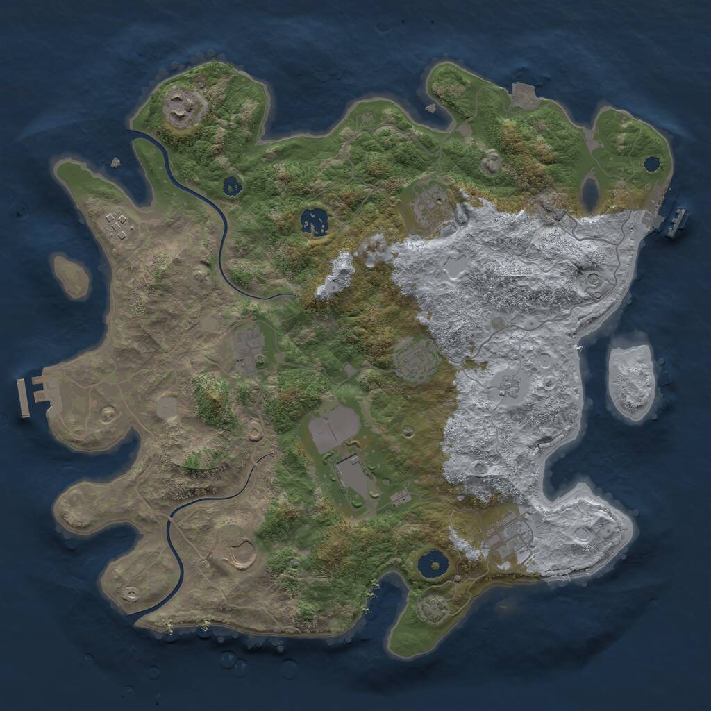 Rust Map: Procedural Map, Size: 3700, Seed: 727695670, 15 Monuments