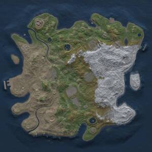 Thumbnail Rust Map: Procedural Map, Size: 3700, Seed: 727695670, 15 Monuments