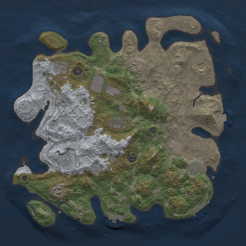 Rust Map: Procedural Map, Size: 4000, Seed: 50001, 19 Monuments