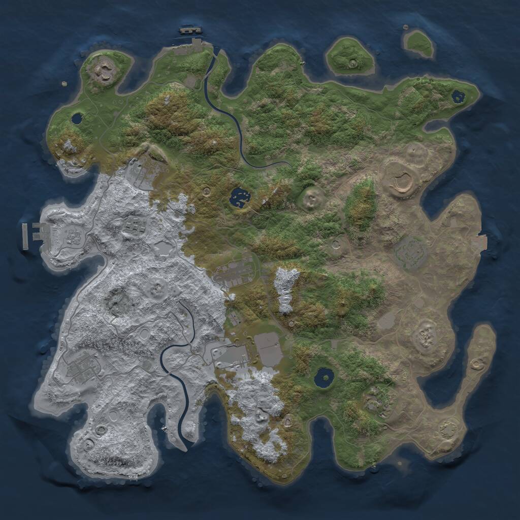Rust Map: Procedural Map, Size: 3950, Seed: 600257545, 16 Monuments
