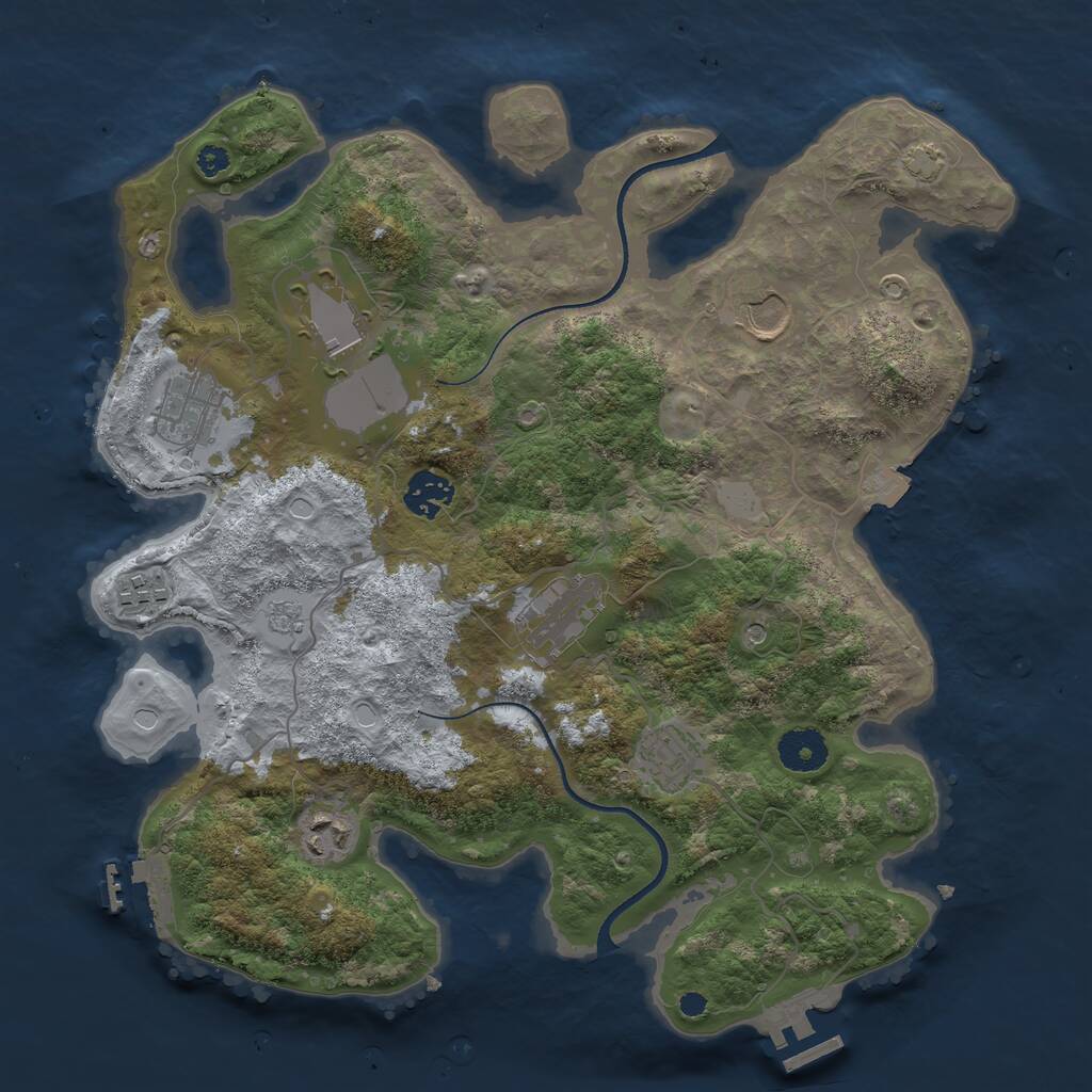 Rust Map: Procedural Map, Size: 3500, Seed: 34566923, 14 Monuments