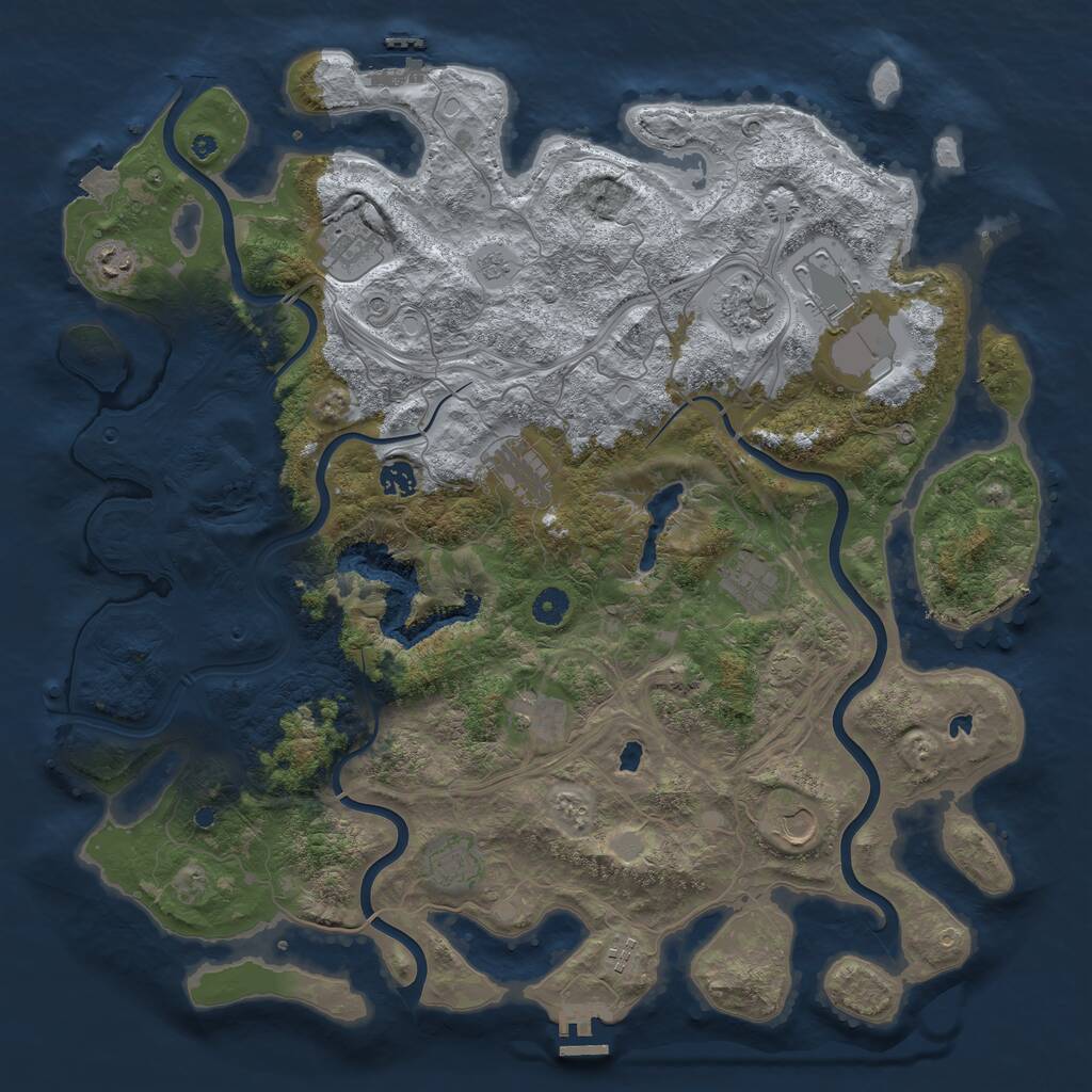 Rust Map: Procedural Map, Size: 4500, Seed: 5345345, 17 Monuments