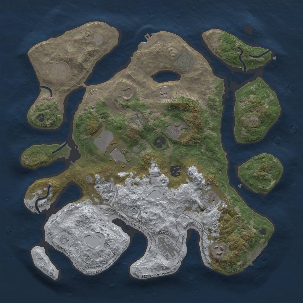 Rust Map: Procedural Map, Size: 3850, Seed: 794932630, 20 Monuments