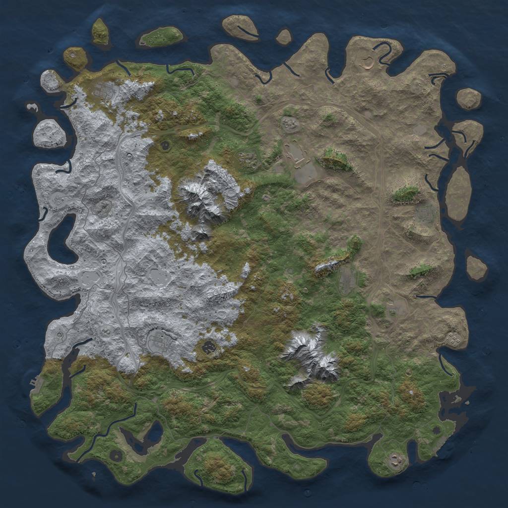 Rust Map: Procedural Map, Size: 6000, Seed: 4445, 18 Monuments