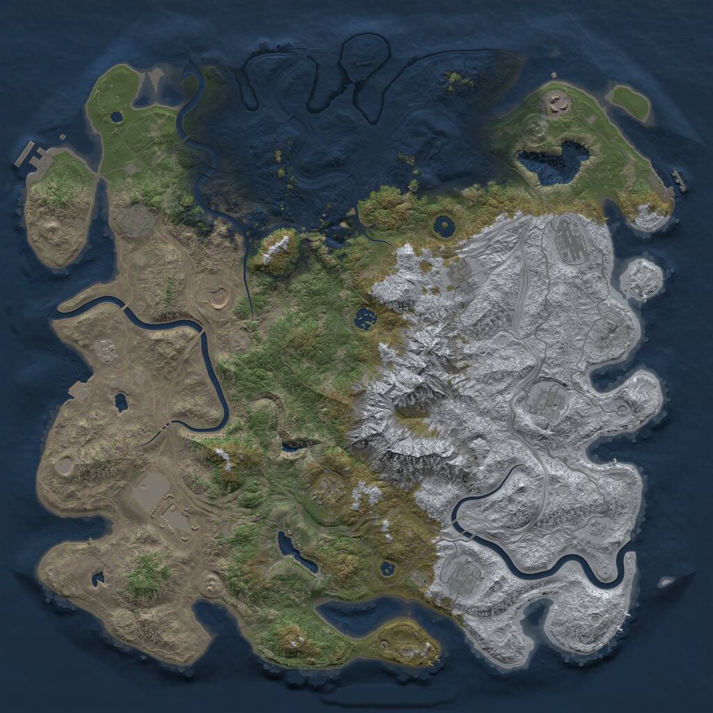 Rust Map: Procedural Map, Size: 5000, Seed: 1074362728, 17 Monuments