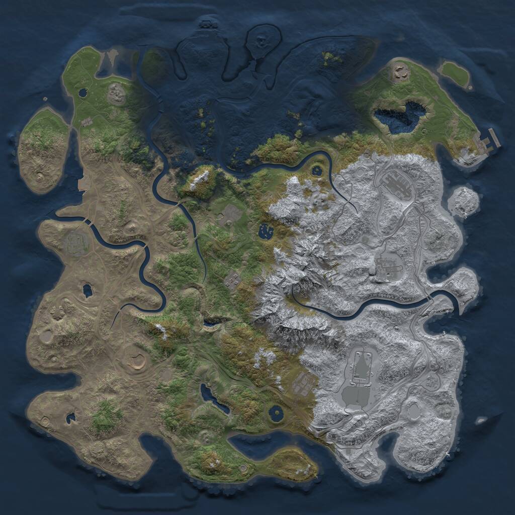 Rust Map: Procedural Map, Size: 5000, Seed: 1074362728, 16 Monuments