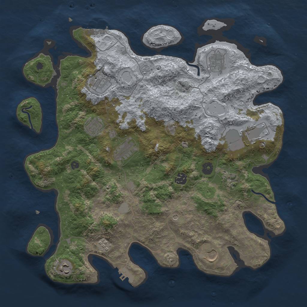 Rust Map: Procedural Map, Size: 3800, Seed: 91354686, 17 Monuments