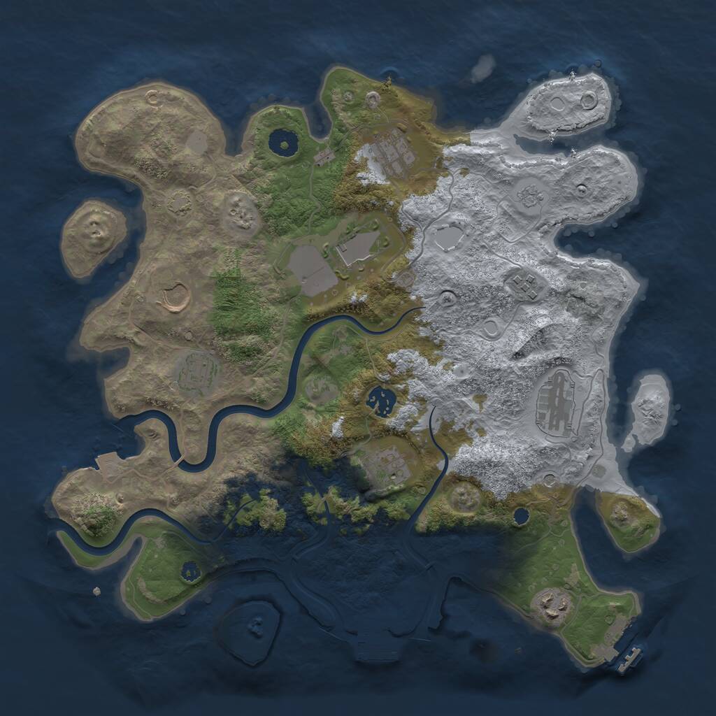 Rust Map: Procedural Map, Size: 3700, Seed: 2093294363, 15 Monuments