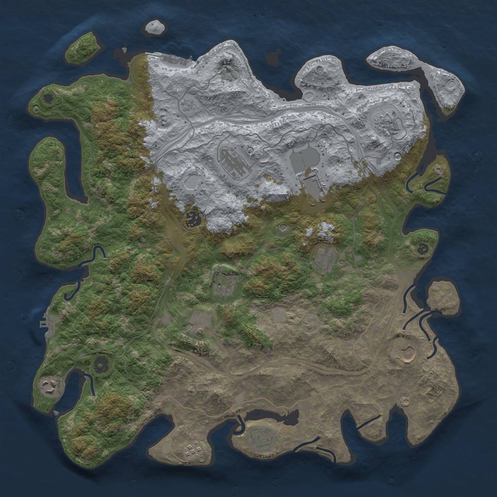 Rust Map: Procedural Map, Size: 4500, Seed: 112847279, 18 Monuments