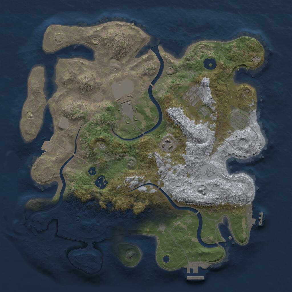 Rust Map: Procedural Map, Size: 3500, Seed: 323319366, 11 Monuments