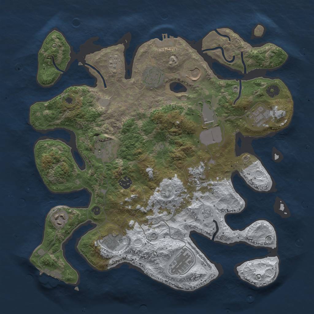 Rust Map: Procedural Map, Size: 3700, Seed: 1887703612, 20 Monuments