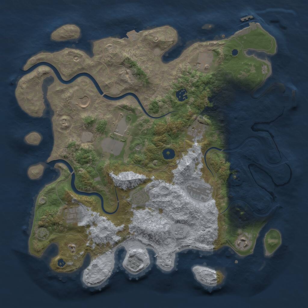 Rust Map: Procedural Map, Size: 3850, Seed: 1309700559, 16 Monuments