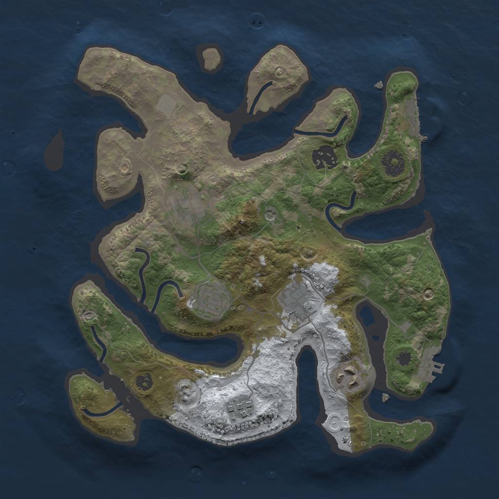 Rust Map: Procedural Map, Size: 3000, Seed: 15736, 14 Monuments