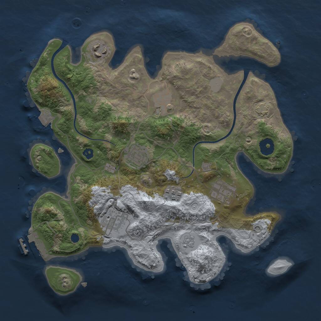 Rust Map: Procedural Map, Size: 3000, Seed: 12498135, 10 Monuments