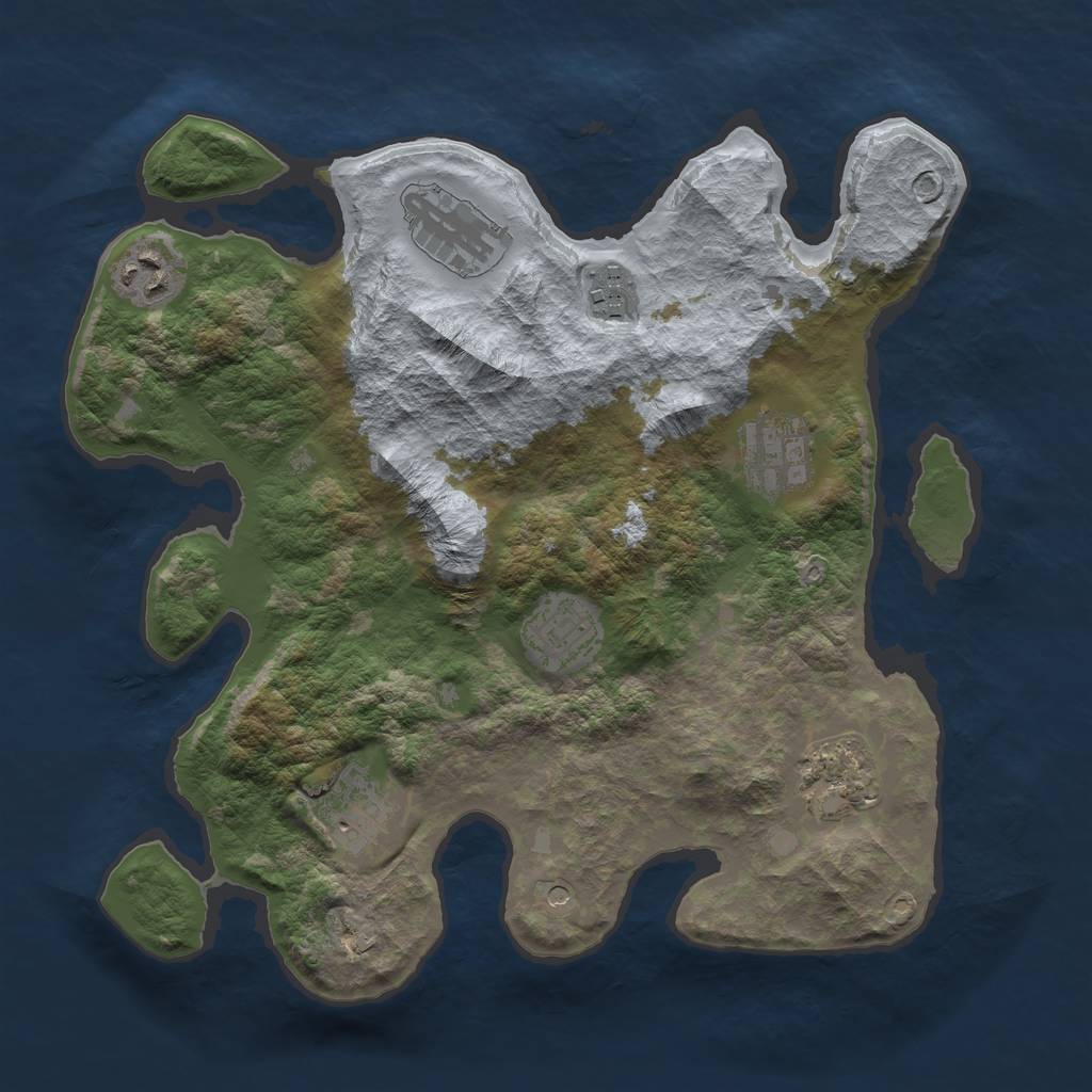 Rust Map: Barren, Size: 3200, Seed: 1, 10 Monuments