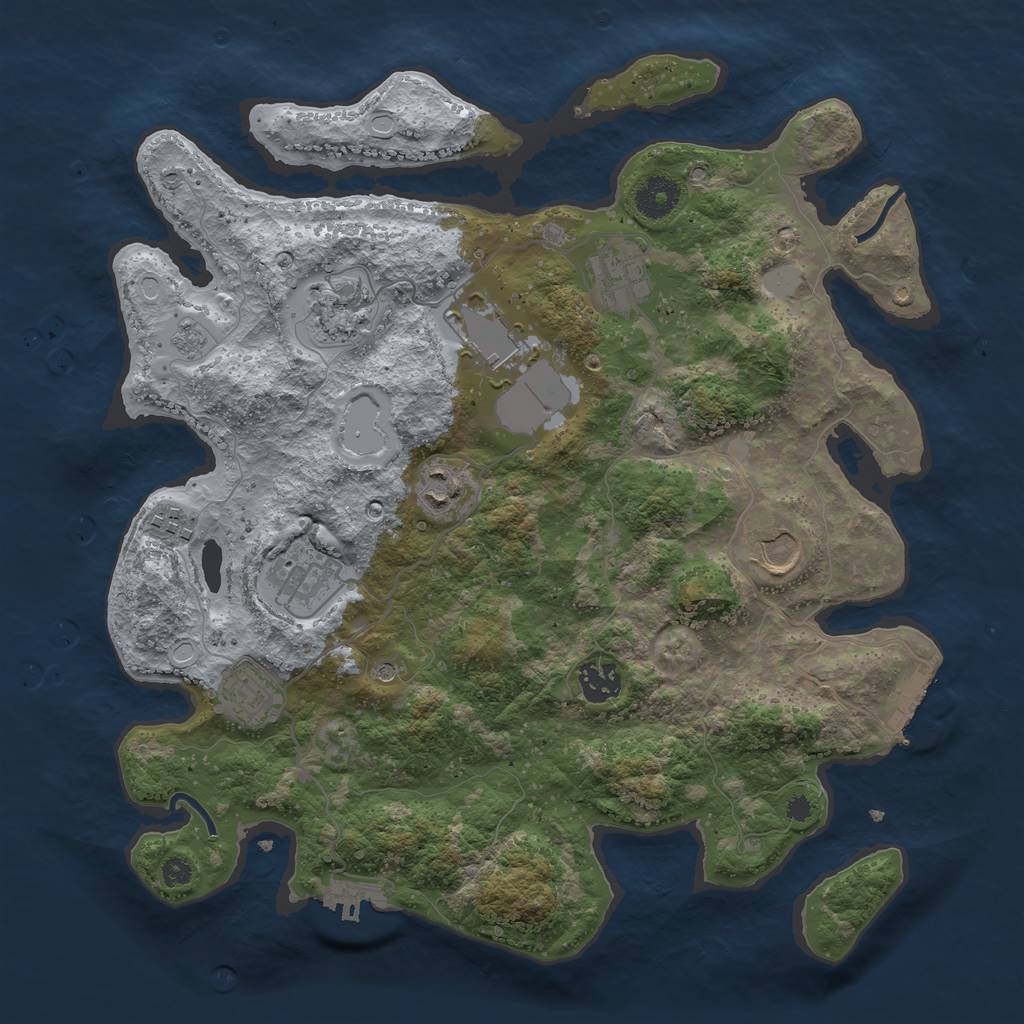 Rust Map: Procedural Map, Size: 3600, Seed: 45461284, 16 Monuments