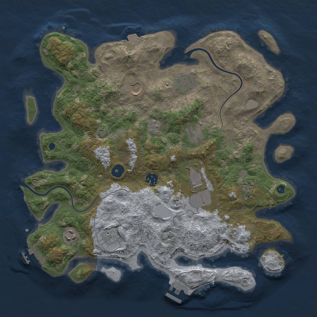 Rust Map: Procedural Map, Size: 3800, Seed: 28505681, 14 Monuments