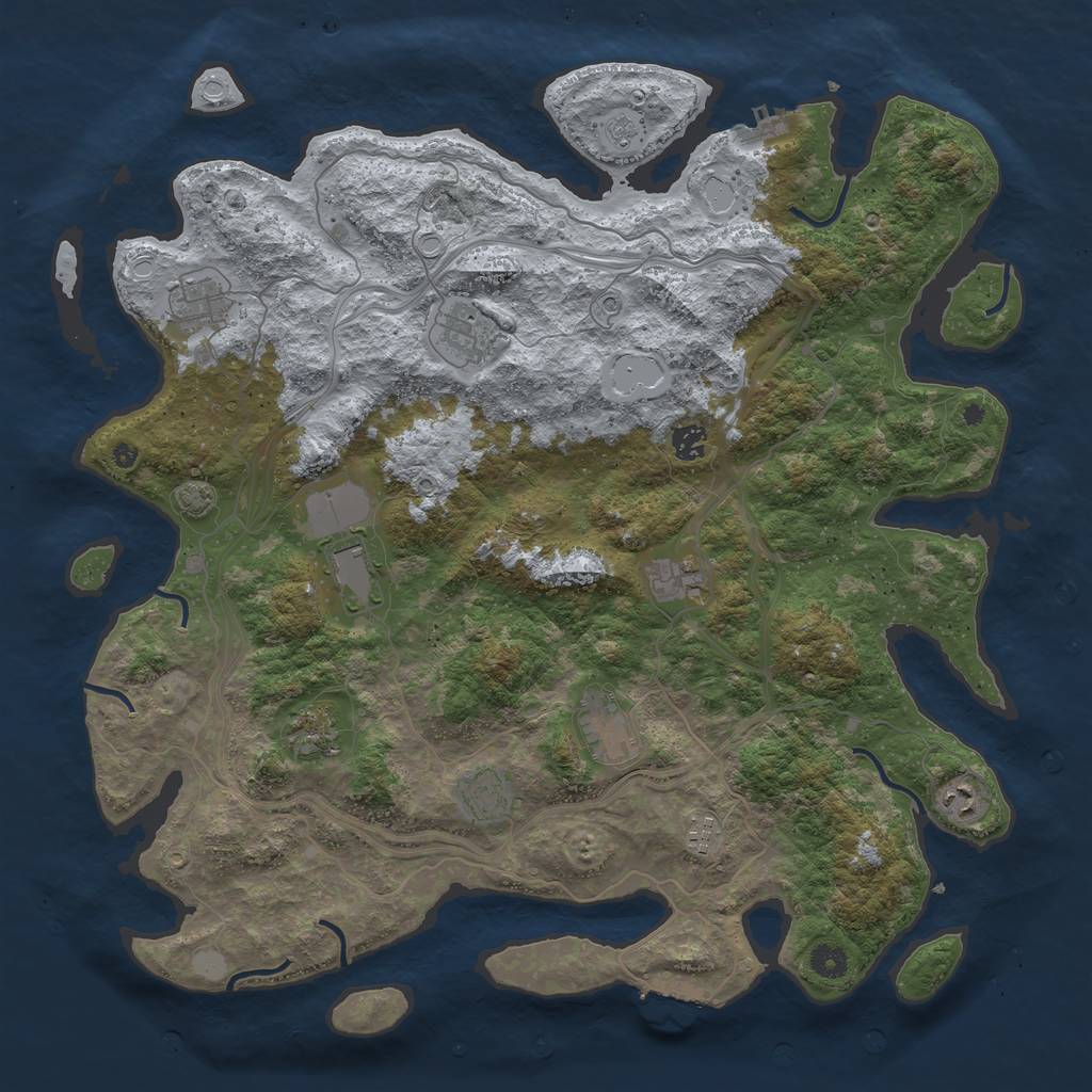 Rust Map: Procedural Map, Size: 4500, Seed: 5251294, 18 Monuments