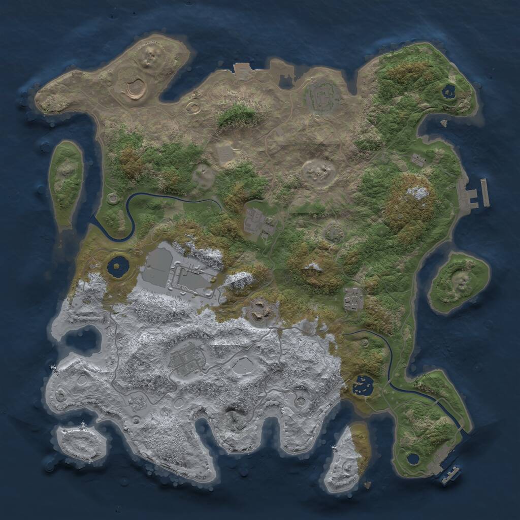 Rust Map: Procedural Map, Size: 3700, Seed: 830052009, 14 Monuments