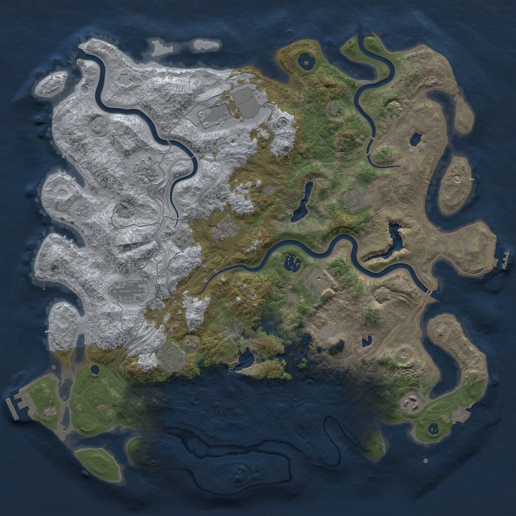 Rust Map: Procedural Map, Size: 4500, Seed: 17693, 16 Monuments