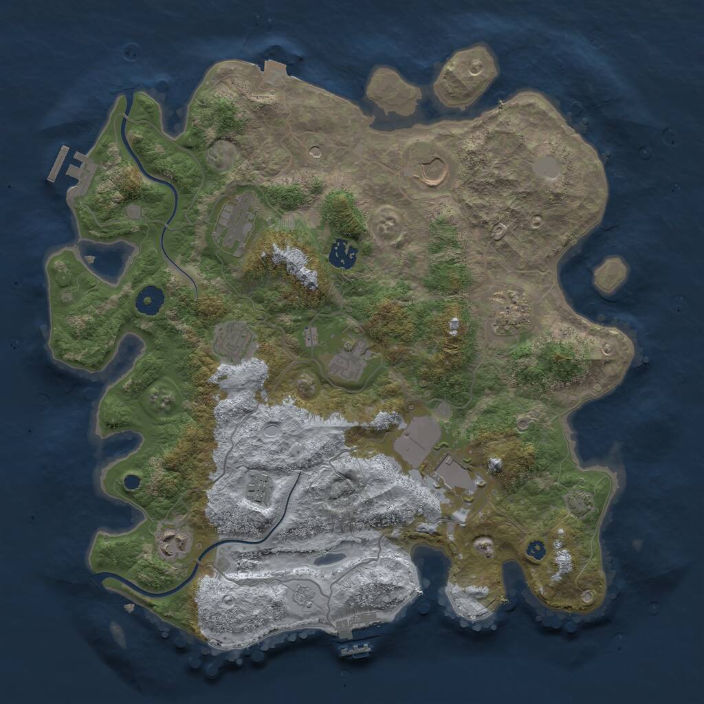 Rust Map: Procedural Map, Size: 3700, Seed: 124444, 15 Monuments