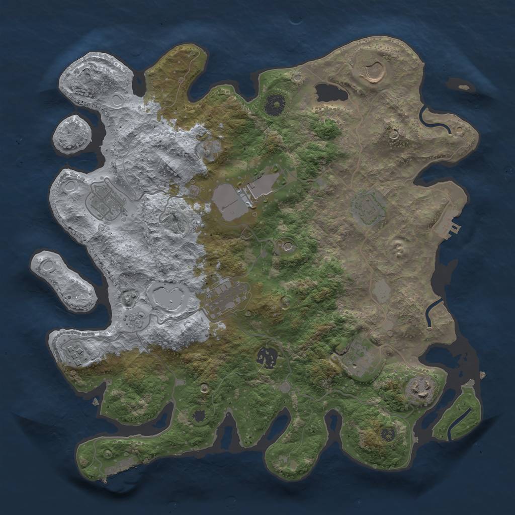 Rust Map: Procedural Map, Size: 3600, Seed: 194979079, 16 Monuments