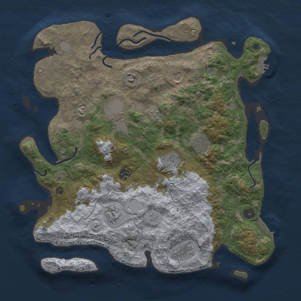 Rust Map: Procedural Map, Size: 4000, Seed: 2240915, 16 Monuments
