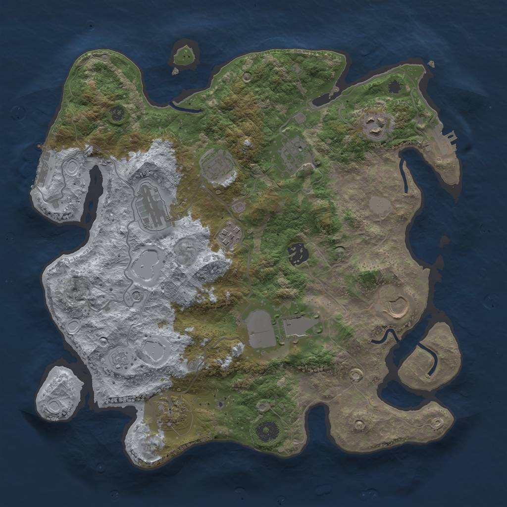 Rust Map: Procedural Map, Size: 3500, Seed: 2398519, 16 Monuments