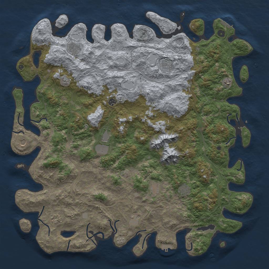 Rust Map: Procedural Map, Size: 5500, Seed: 84975130, 18 Monuments
