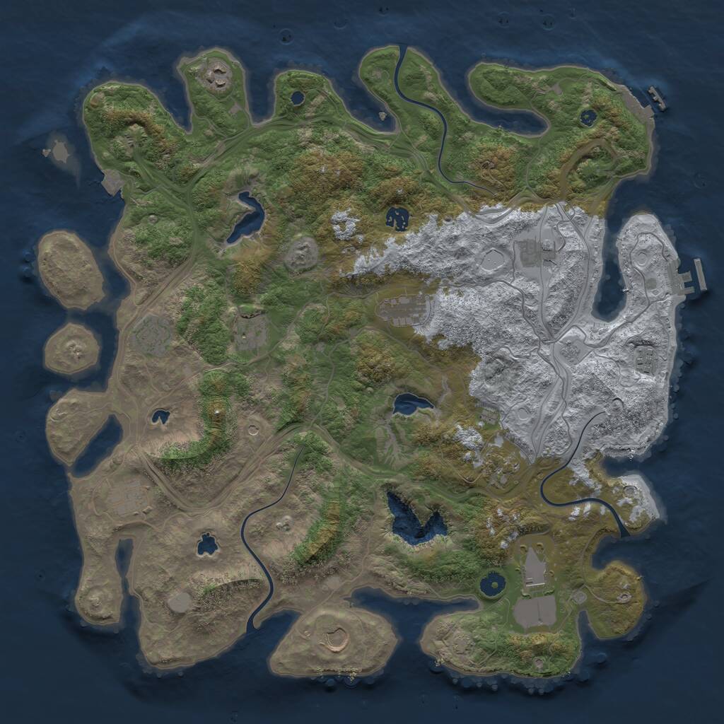 Rust Map: Procedural Map, Size: 4500, Seed: 1941816554, 17 Monuments