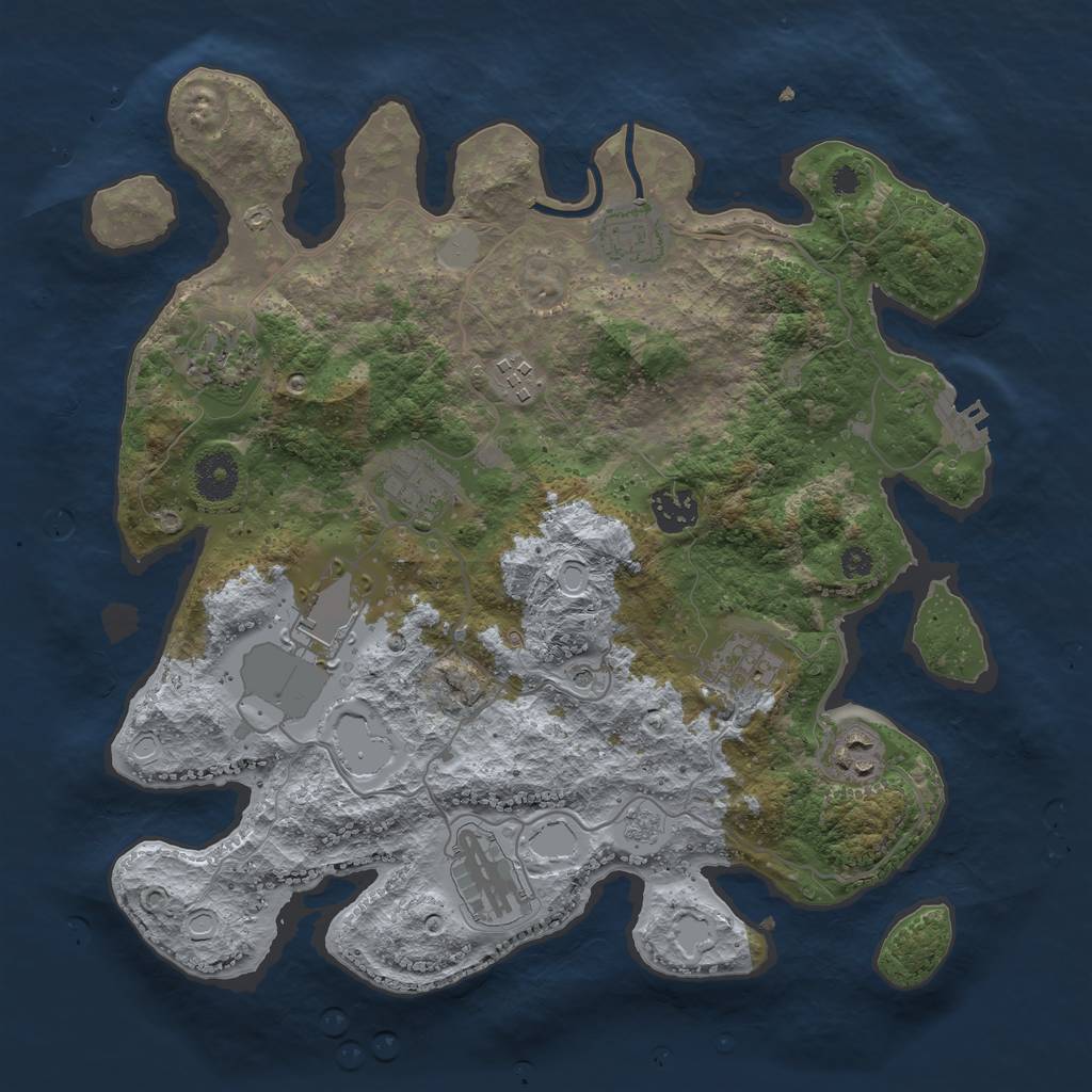 Rust Map: Procedural Map, Size: 3500, Seed: 296739635, 15 Monuments