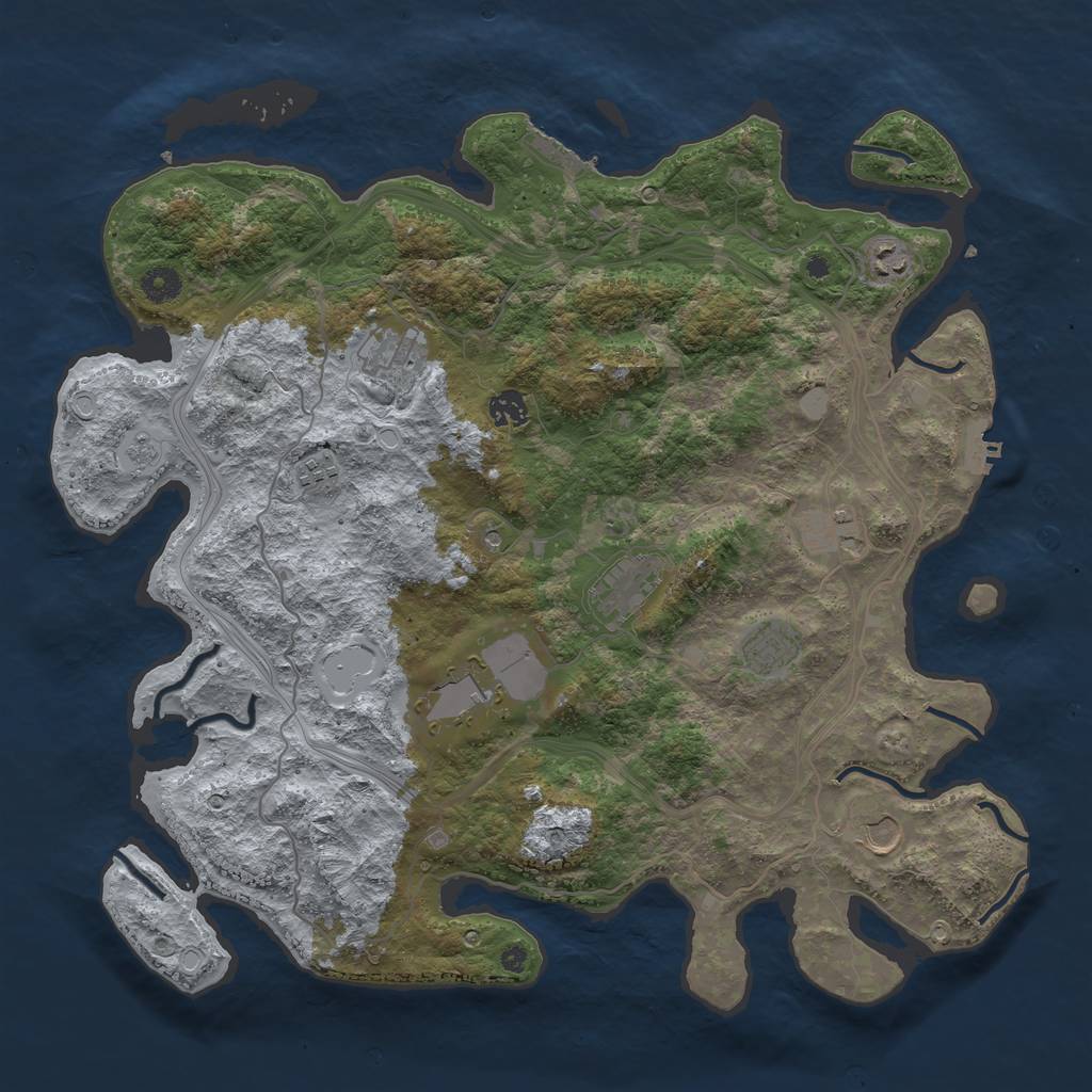 Rust Map: Procedural Map, Size: 4250, Seed: 545061900, 16 Monuments