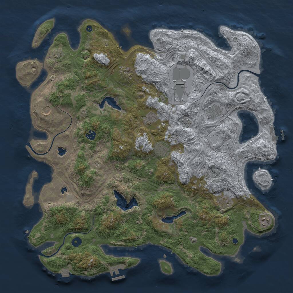 Rust Map: Procedural Map, Size: 4500, Seed: 3980162, 16 Monuments