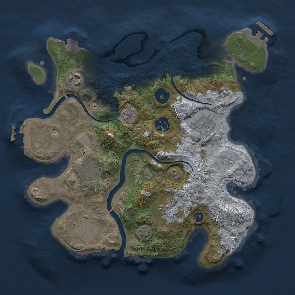 Rust Map: Procedural Map, Size: 3000, Seed: 727695670, 13 Monuments