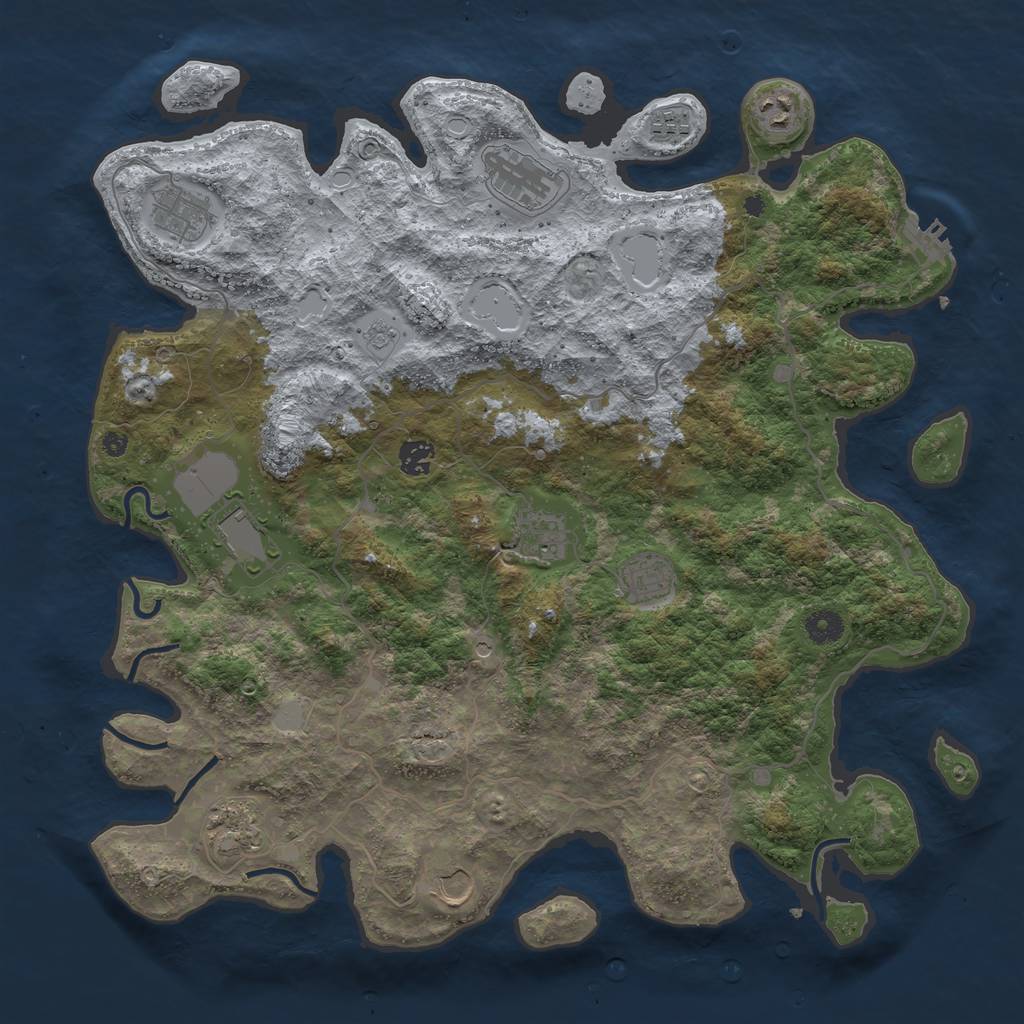 Rust Map: Procedural Map, Size: 4200, Seed: 54454865, 16 Monuments