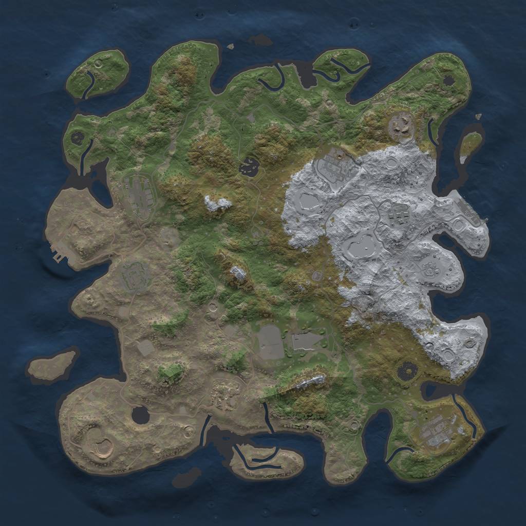 Rust Map: Procedural Map, Size: 3999, Seed: 1337, 17 Monuments