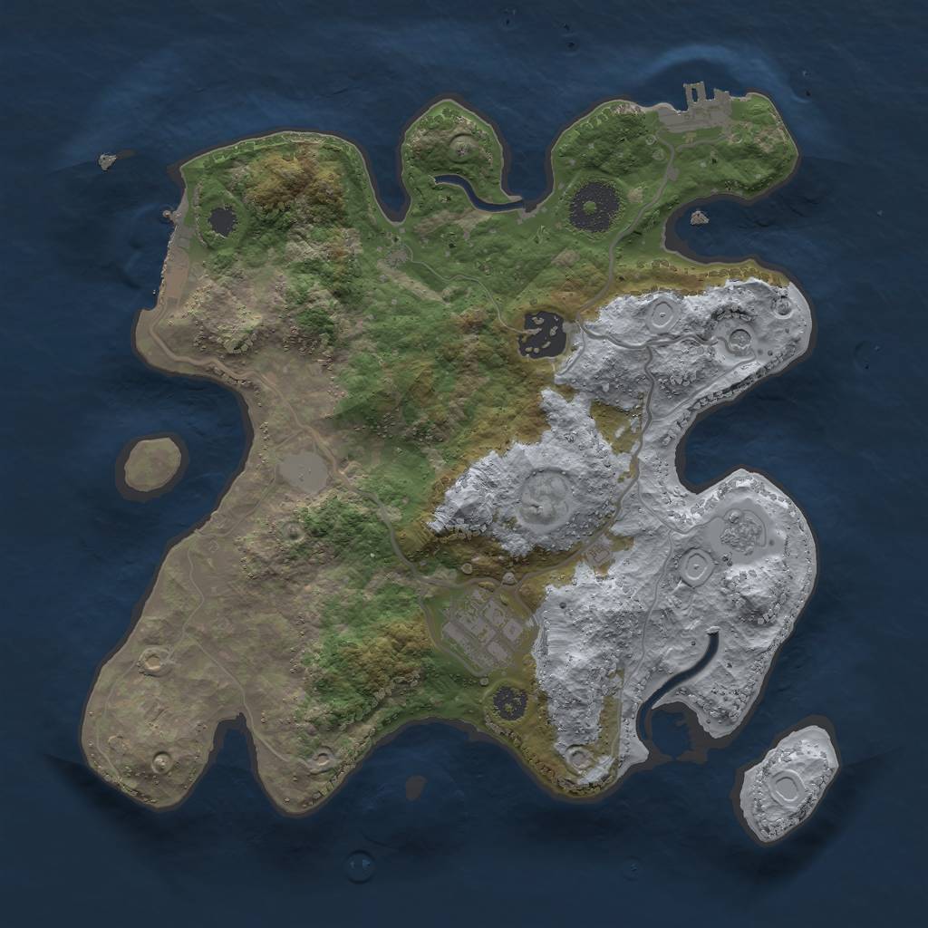 Rust Map: Procedural Map, Size: 2800, Seed: 1876239500, 9 Monuments