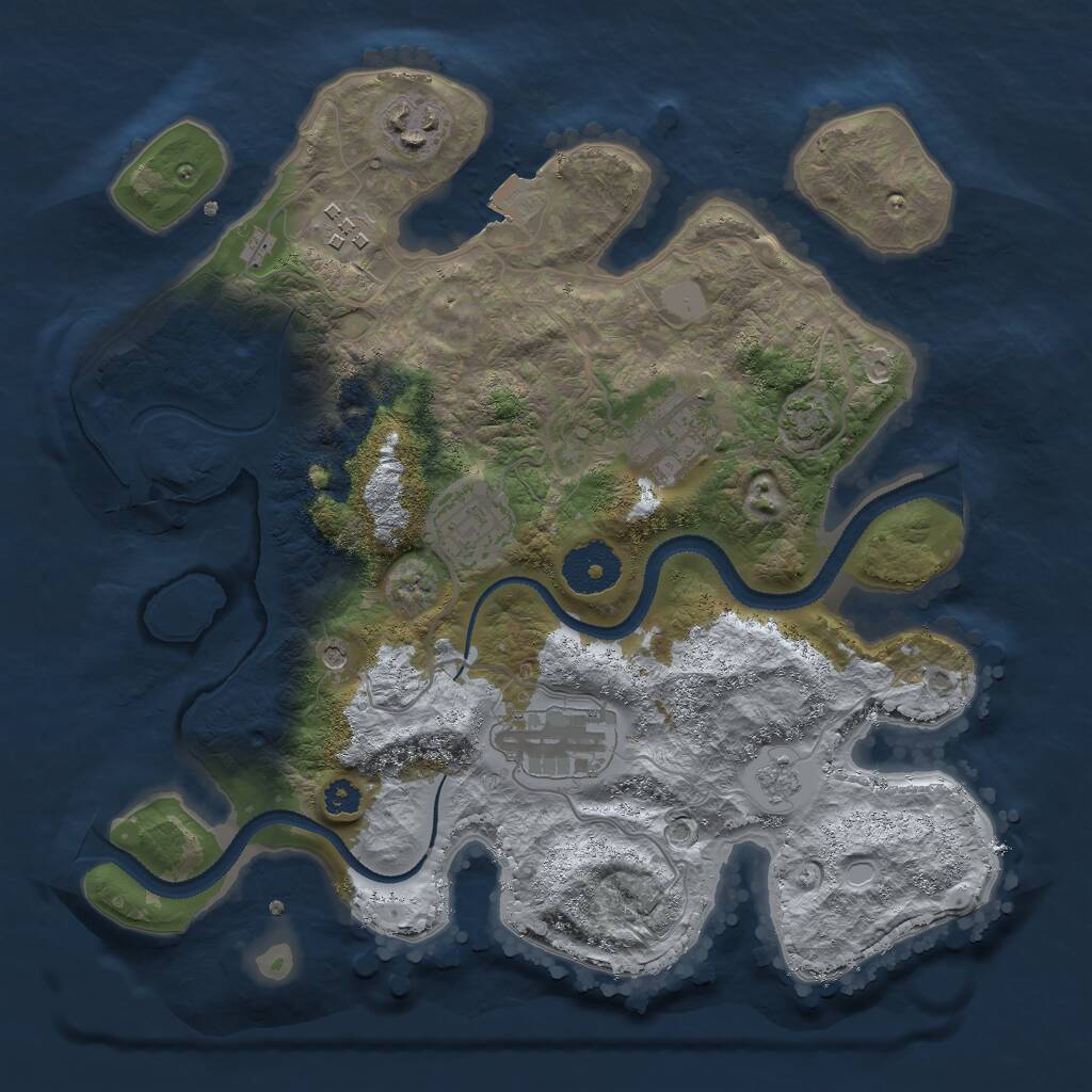 Rust Map: Procedural Map, Size: 3000, Seed: 94322, 9 Monuments