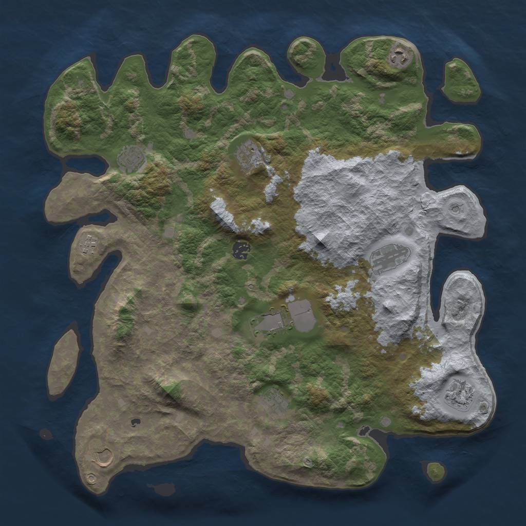 Rust Map: Barren, Size: 4300, Seed: 547291875, 13 Monuments