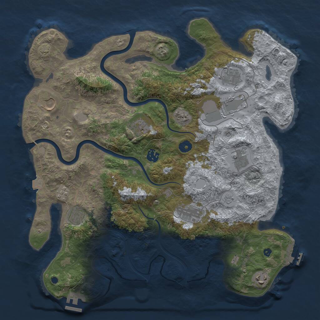 Rust Map: Procedural Map, Size: 3850, Seed: 1728975510, 16 Monuments