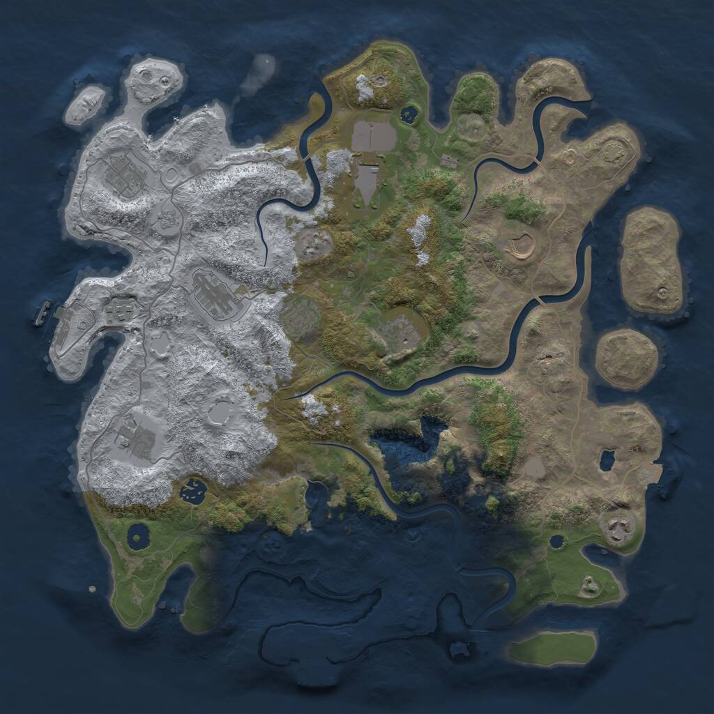 Rust Map: Procedural Map, Size: 4200, Seed: 85828238, 16 Monuments