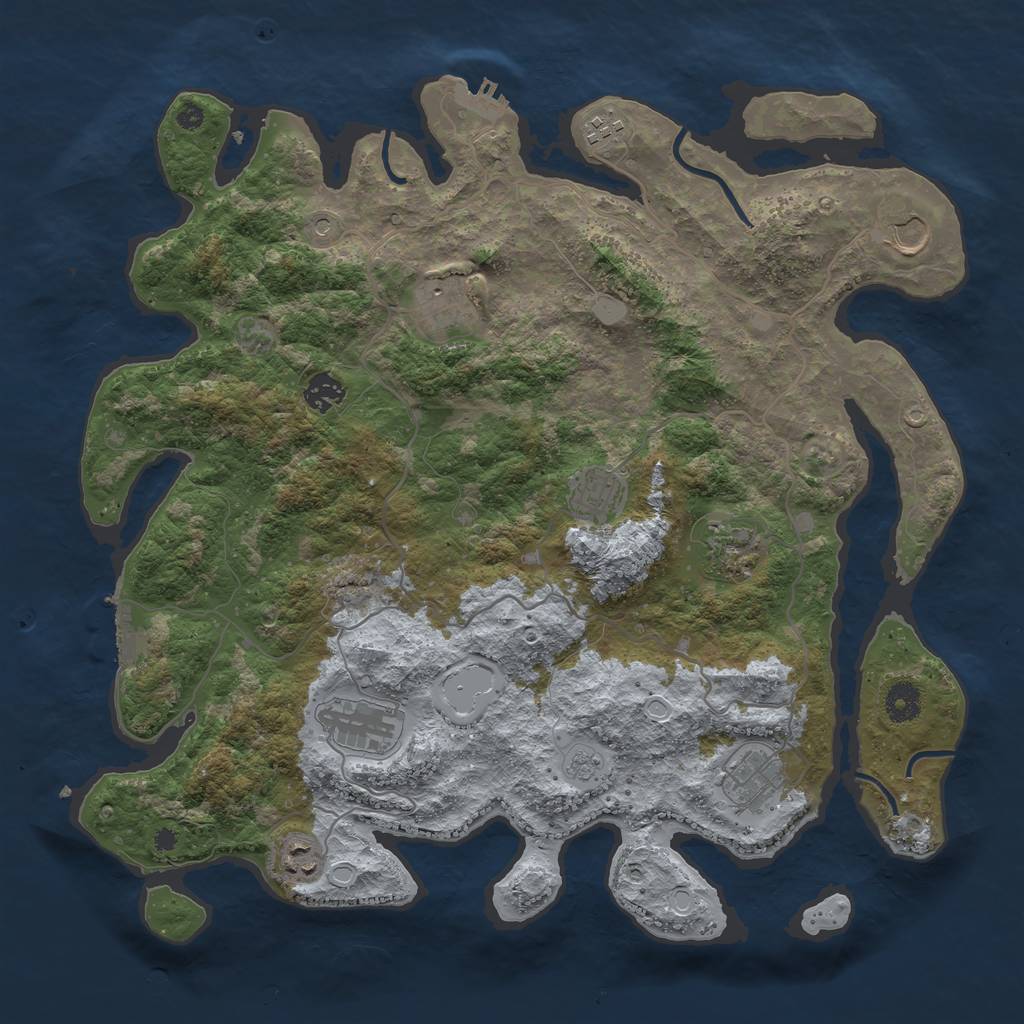 Rust Map: Procedural Map, Size: 4000, Seed: 819843, 16 Monuments