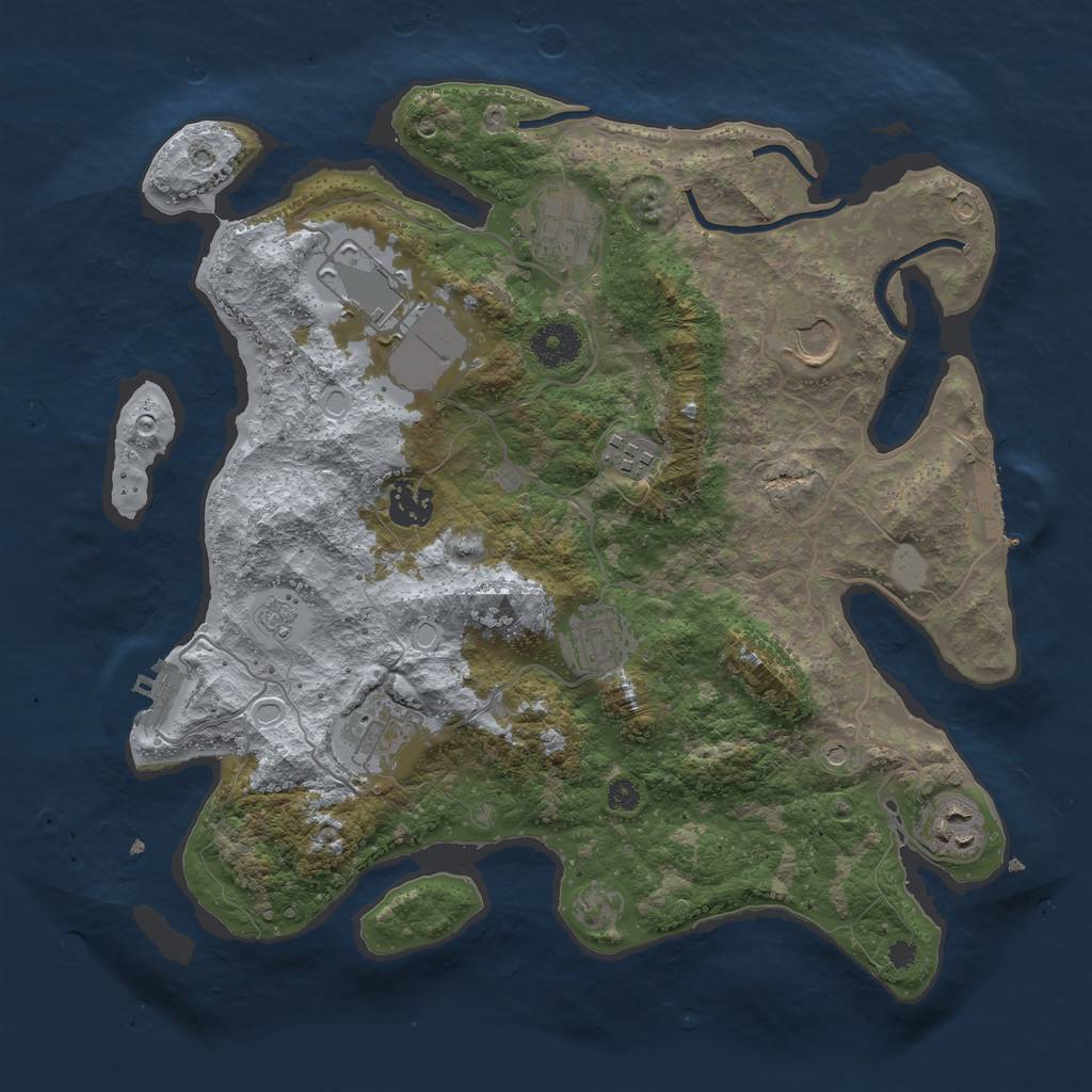 Rust Map: Procedural Map, Size: 3500, Seed: 463685761, 15 Monuments