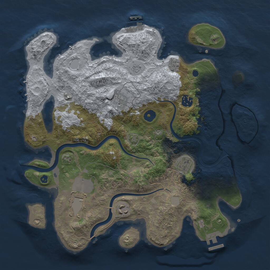 Rust Map: Procedural Map, Size: 3500, Seed: 2398529, 12 Monuments
