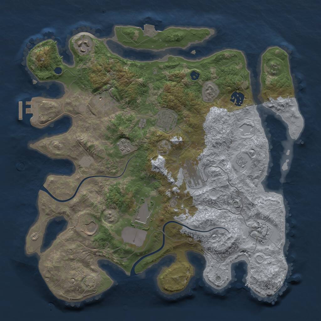 Rust Map: Procedural Map, Size: 3500, Seed: 807466, 13 Monuments