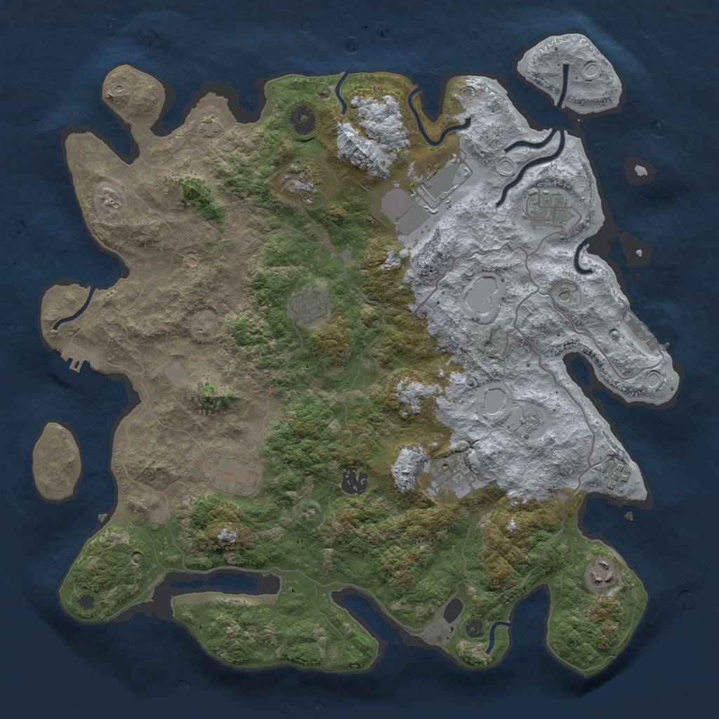 Rust Map: Procedural Map, Size: 4000, Seed: 1321074996, 17 Monuments