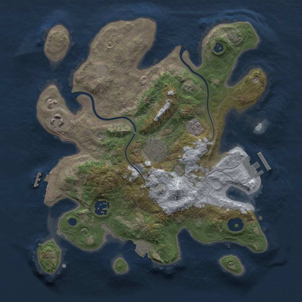 Rust Map: Procedural Map, Size: 3000, Seed: 1160586071, 9 Monuments