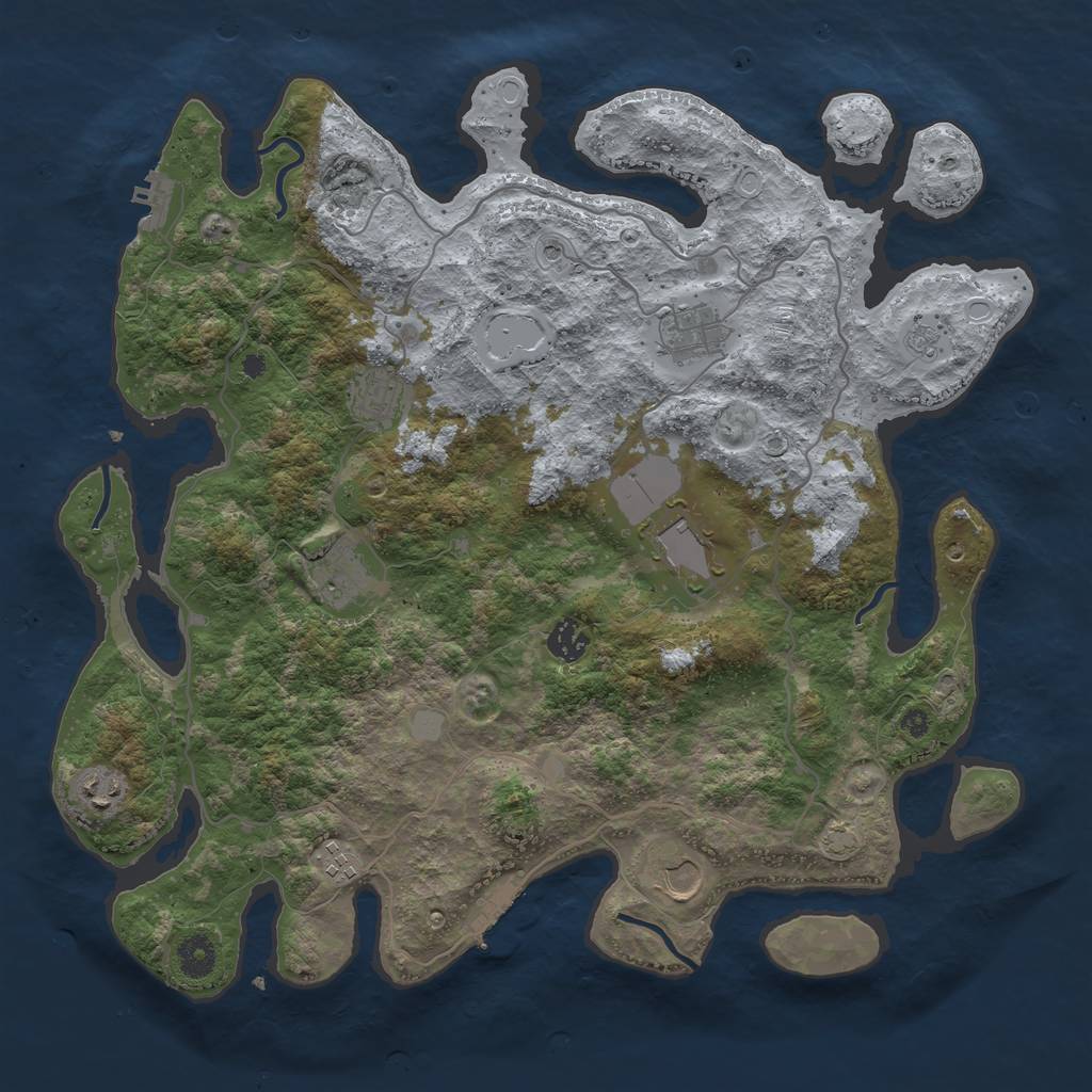 Rust Map: Procedural Map, Size: 4000, Seed: 48284944, 16 Monuments