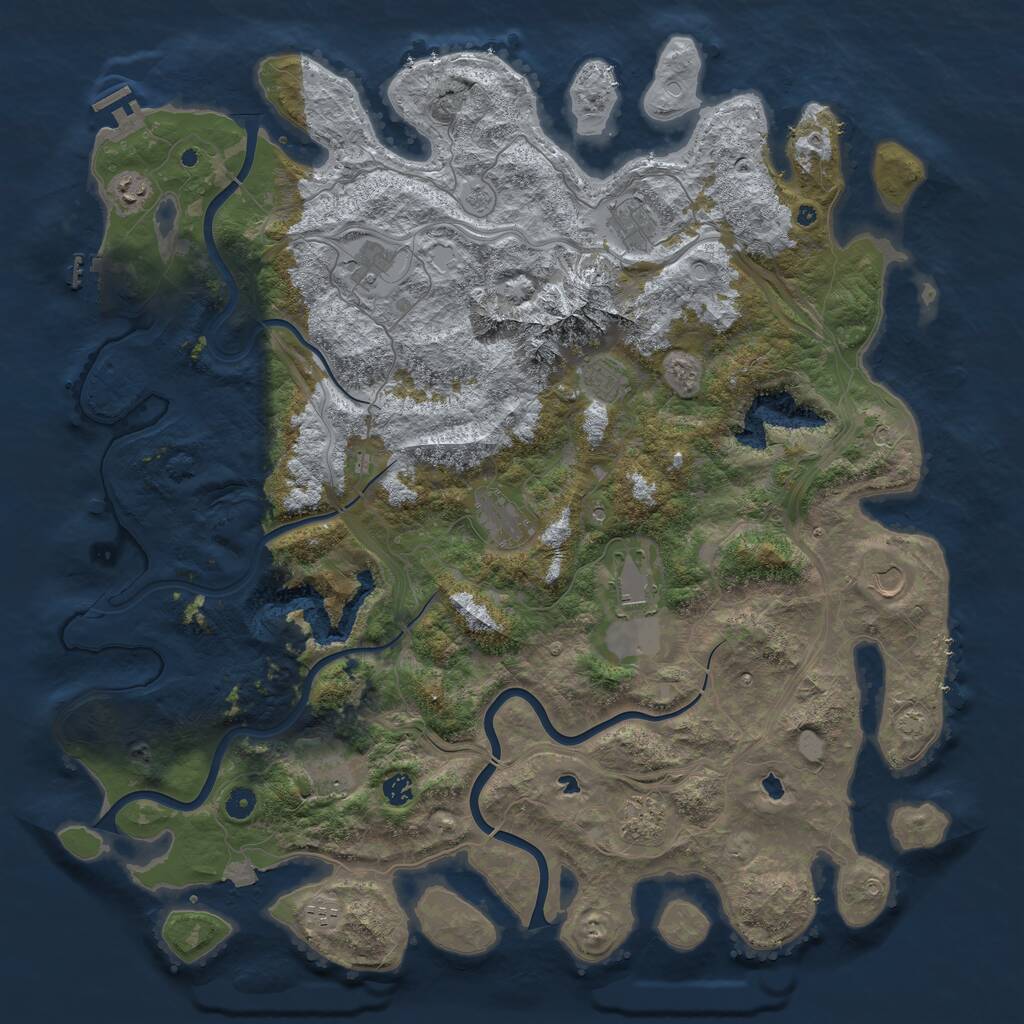 Rust Map: Procedural Map, Size: 5000, Seed: 345423, 17 Monuments